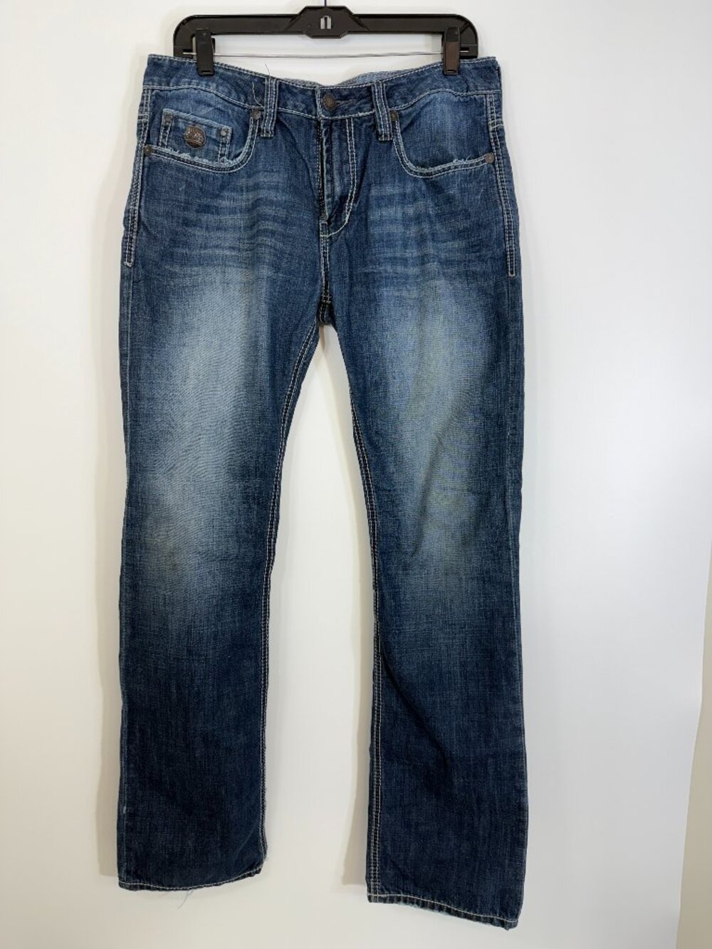 Buffalo David Bitton Men's Sirwan Slim Straight Jeans 33x32 Blue Denim Pants